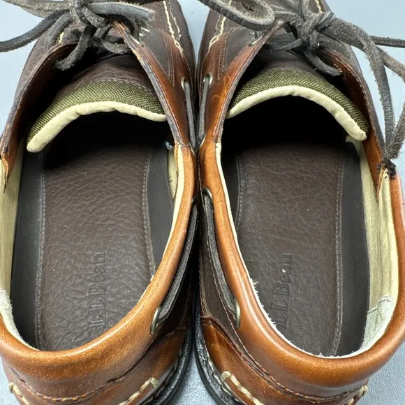 LL Bean Allagash Bison Shoes Mens 12EE Brown Leather Handsewn Oxford Boat Preppy