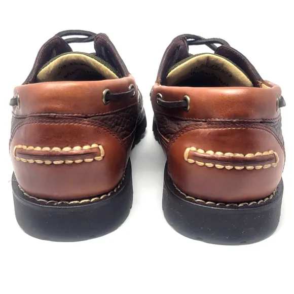 L.L. Bean Allagash Mens 10 Bison Leather Oxford Boat Shoes Slip On Penny Loafers