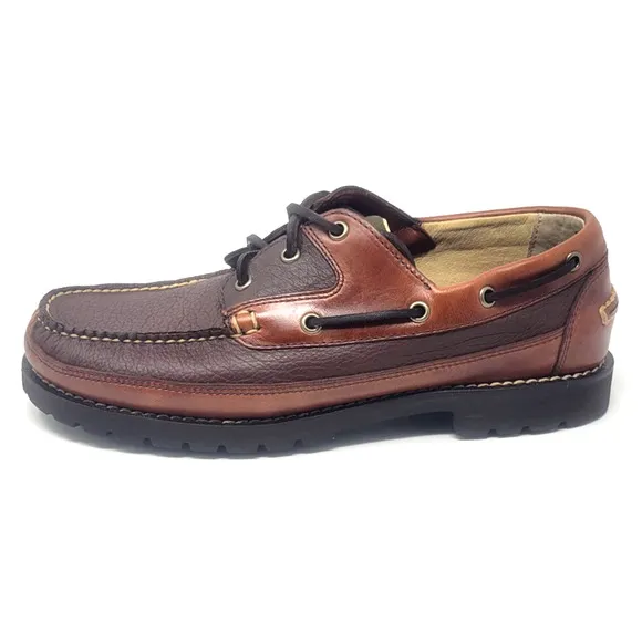 L.L. Bean Allagash Mens 10 Bison Leather Oxford Boat Shoes Slip On Penny Loafers