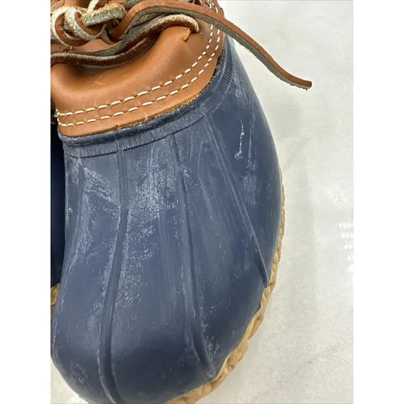 LL Bean Maine Men's Navy Leather/Rubber Low Boat Duck Boots USA Made Size 7