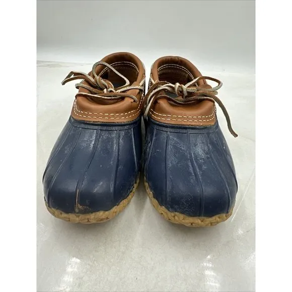 LL Bean Maine Men's Navy Leather/Rubber Low Boat Duck Boots USA Made Size 7