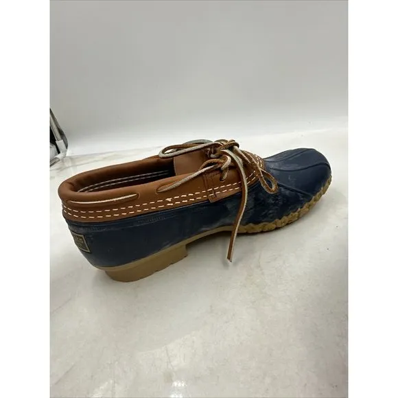 LL Bean Maine Men's Navy Leather/Rubber Low Boat Duck Boots USA Made Size 7