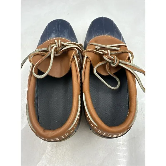 LL Bean Maine Men's Navy Leather/Rubber Low Boat Duck Boots USA Made Size 7