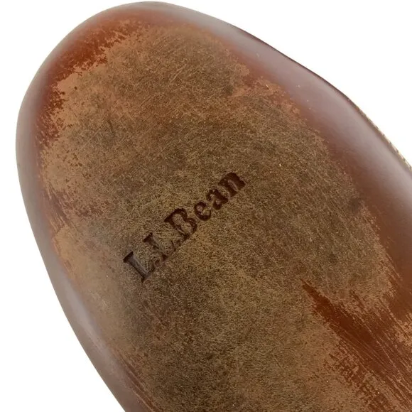 LL Bean Mens Leather Shearling Lined Moccasin Slippers Size 12D Warm