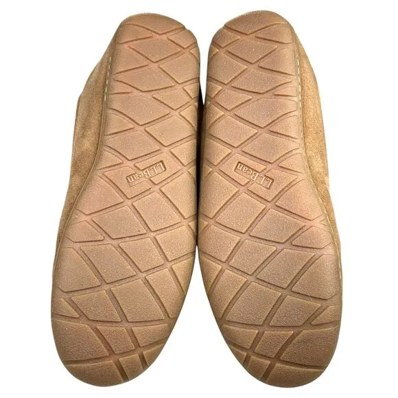 L.L. Bean Mens Wicked Good Brown Suede Moccasin Slippers Size US 12