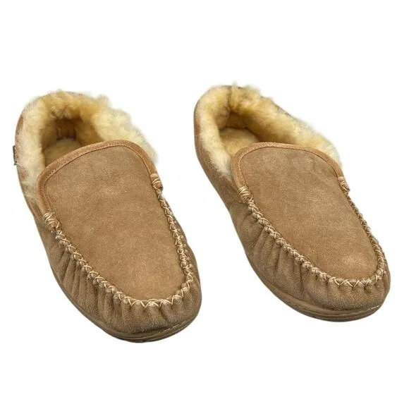 L.L. Bean Mens Wicked Good Brown Suede Moccasin Slippers Size US 12