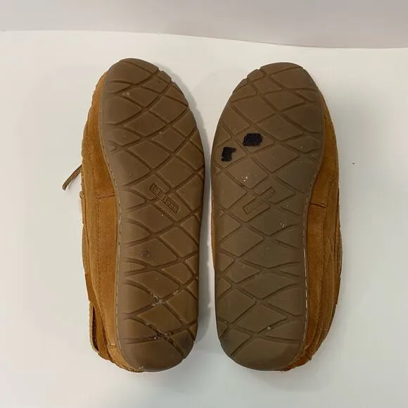 L.L. Bean Men's Wicked Good Moccasins Slippers Brown Suede Shearling Size 11