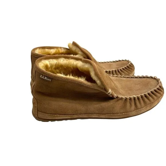 L.L. Bean Men's Wicked Good Slippers Boot Moc Size 10 sheep skin shearling