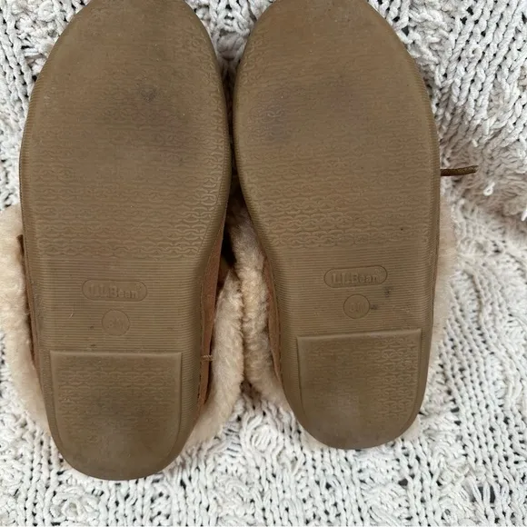 L.L. Bean Wicked Good Genuine Leather and Lamb Shearling Moccasins Womens SZ 8