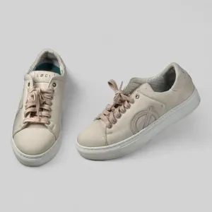 Loci x Nikki Reed Women's Beige Nine Low-Top Logo Canvas Sneakers Shoes Size 38