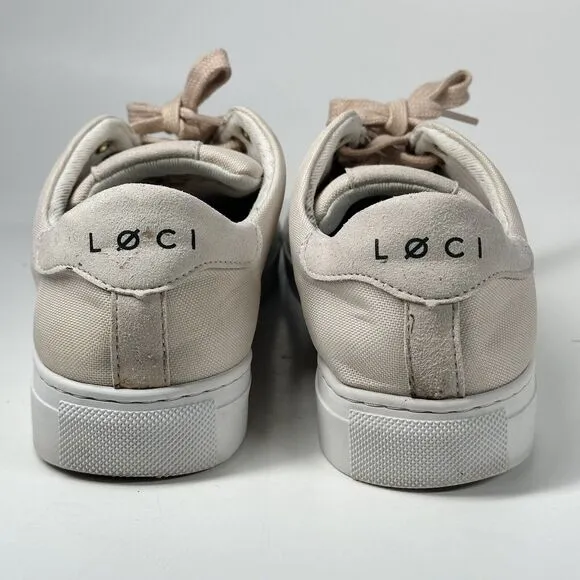 Loci x Nikki Reed Women's Beige Nine Low-Top Logo Canvas Sneakers Shoes Size 38