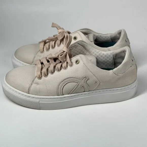 Loci x Nikki Reed Women's Beige Nine Low-Top Logo Canvas Sneakers Shoes Size 38
