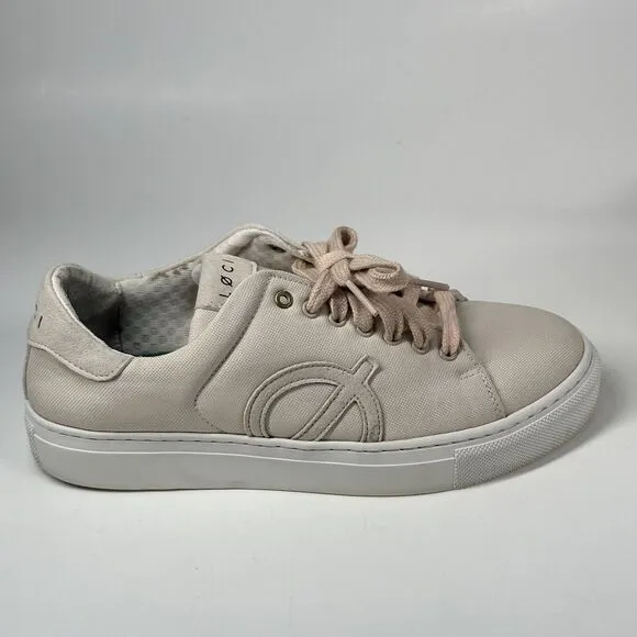 Loci x Nikki Reed Women's Beige Nine Low-Top Logo Canvas Sneakers Shoes Size 38