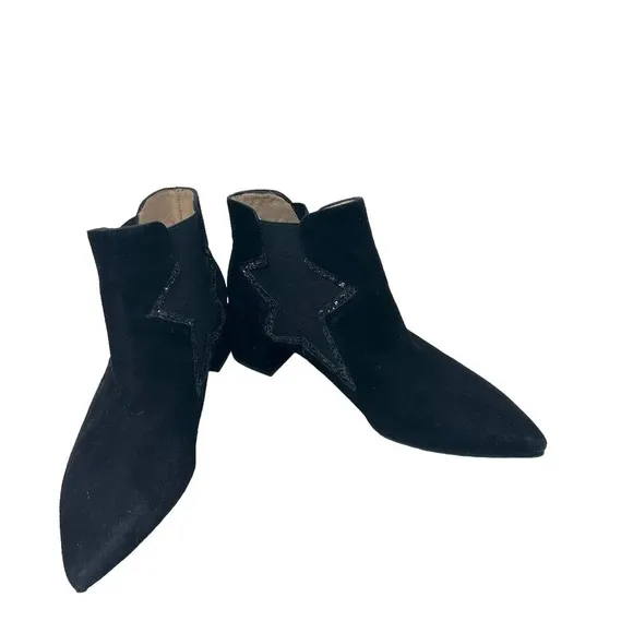LODI Black Suede Star Heeled Chelsea Boots Size 36 US 6-6.5