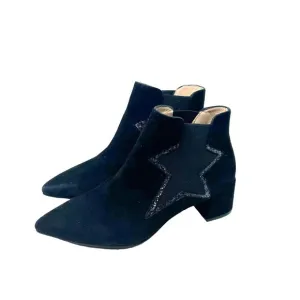 LODI Black Suede Star Heeled Chelsea Boots Size 36 US 6-6.5