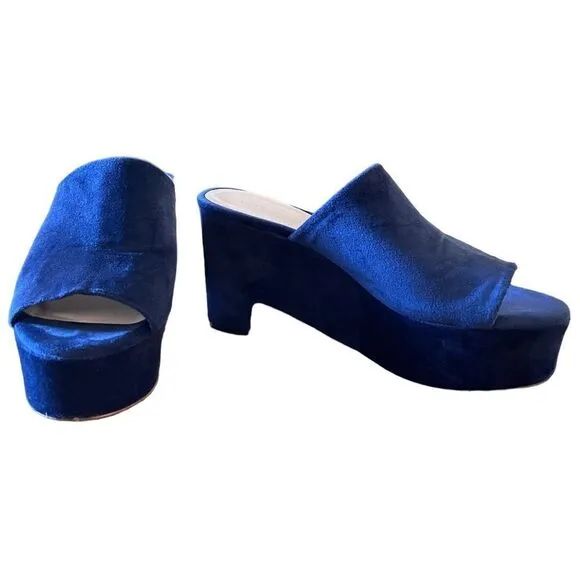 Loeffler Randall Amara Platform Slides Blue Velvet 8