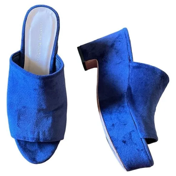Loeffler Randall Amara Platform Slides Blue Velvet 8