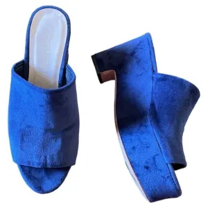 Loeffler Randall Amara Platform Slides Blue Velvet 8