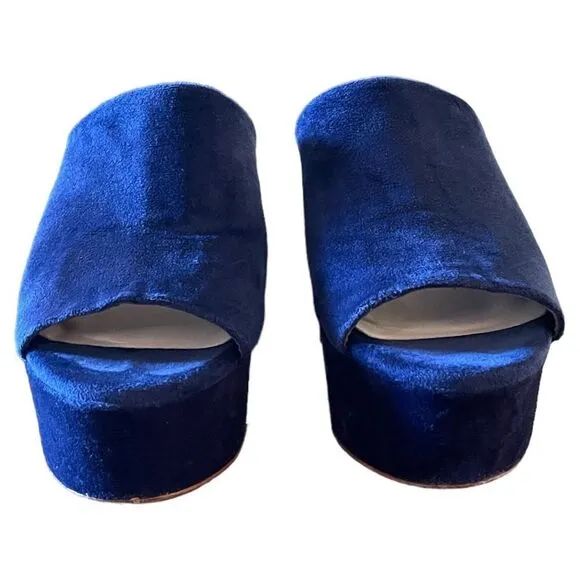 Loeffler Randall Amara Platform Slides Blue Velvet 8