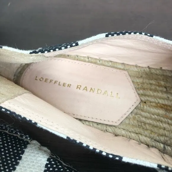 Loeffler Randall Mara Pom Pom Espadrille Slip On Canvas Shoes Women's Size 8B