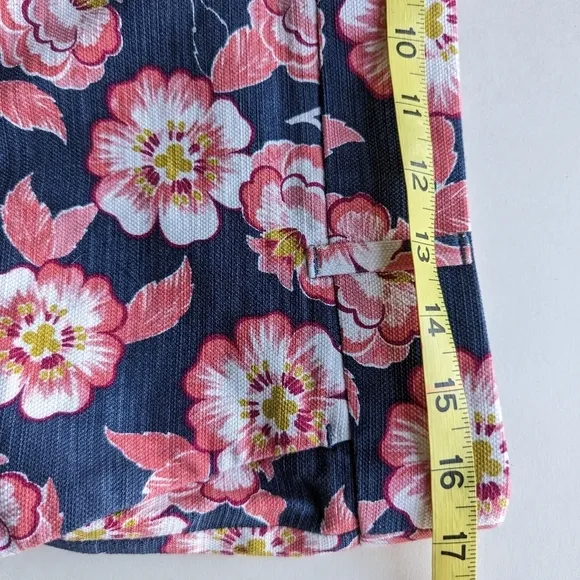 Loft Riviera Tropical Floral Flat Front Shorts Pink Blue Gray White - sz 6