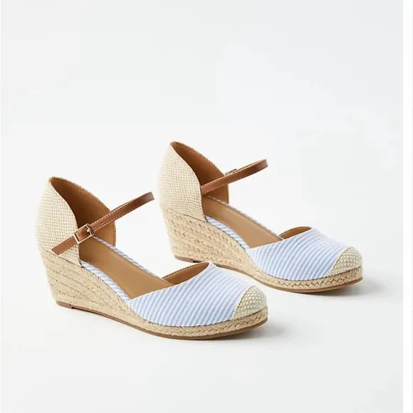 Loft Striped Espadrille Wedge NWOT