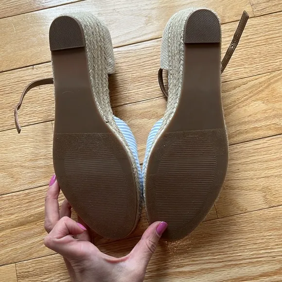 Loft Striped Espadrille Wedge NWOT