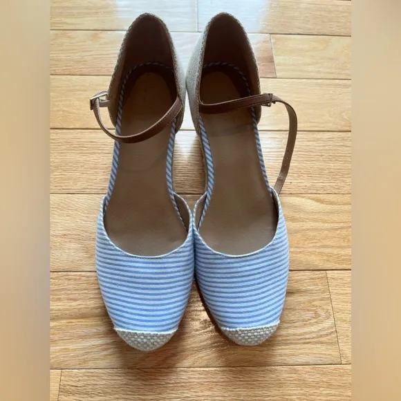 Loft Striped Espadrille Wedge NWOT