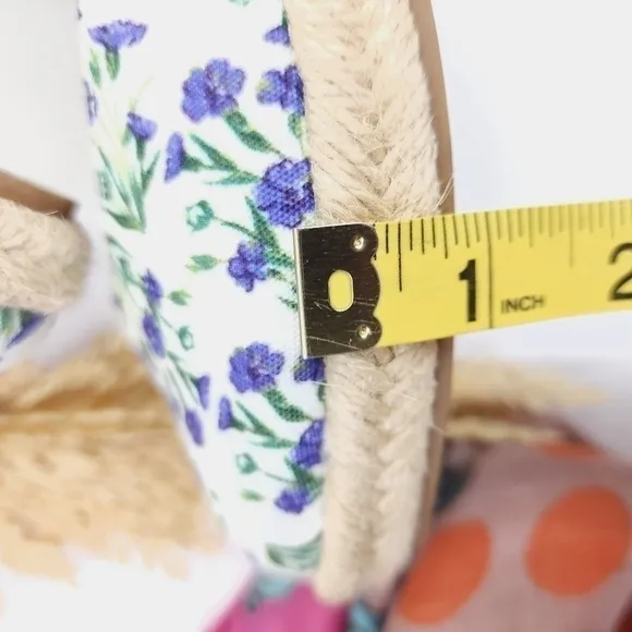 LOFT White Blue Floral Espadrille Wedges Sz 6
