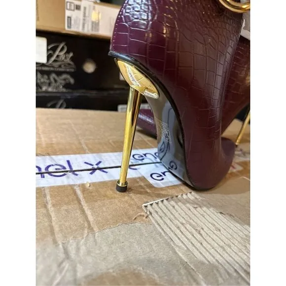 London Rag Nicole Croc Patterned High Heeled Ankle Boots