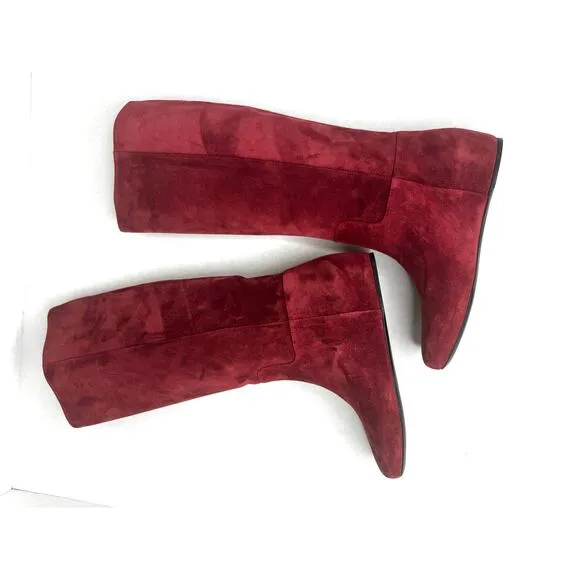 LONGCHAMP knee high Flat suede boots in color Red BRICK size 37