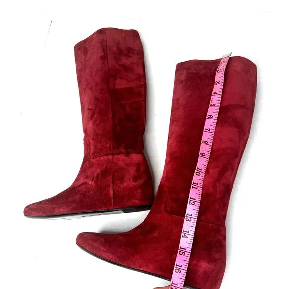 LONGCHAMP knee high Flat suede boots in color Red BRICK size 37