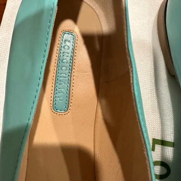 Longchamp New Balerines LM Cuir  Leather Ballet Flats, size 40, Color Lagoon,