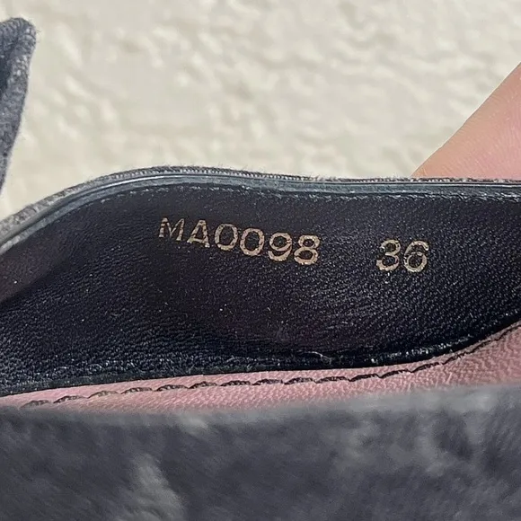 Louis Vuitton Pink and Black Mules with Textured Strap