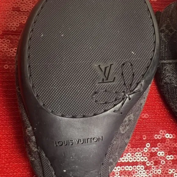Louis Vuitton Pink and Black Mules with Textured Strap