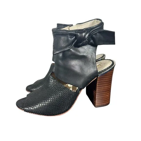 Louise et Cie Lo-Katlin Black Leather Heeled Sandals Women's 8.5M Open Toe