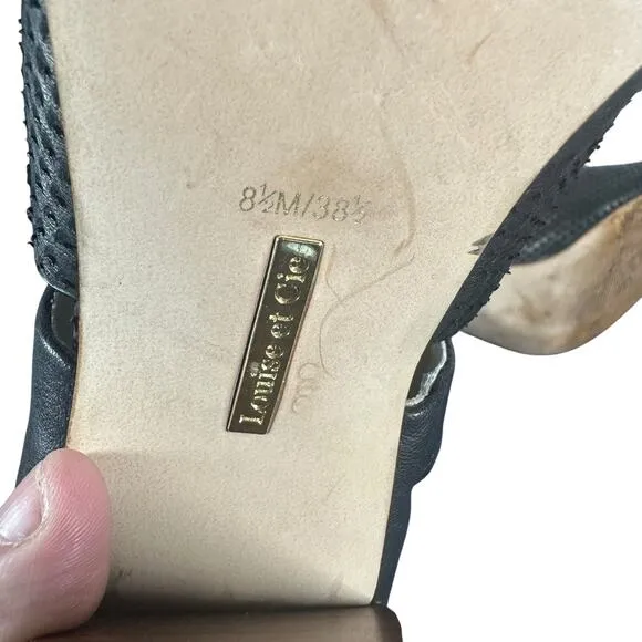Louise et Cie Lo-Katlin Black Leather Heeled Sandals Women's 8.5M Open Toe