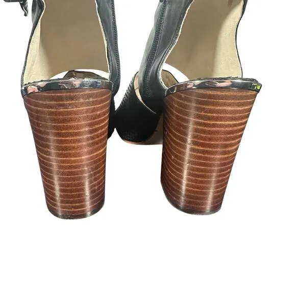 Louise et Cie Lo-Katlin Black Leather Heeled Sandals Women's 8.5M Open Toe