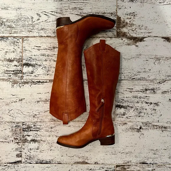 Louise Et Cie Lo-Zada Chestnut Leather Knee High Flat Riding Boots