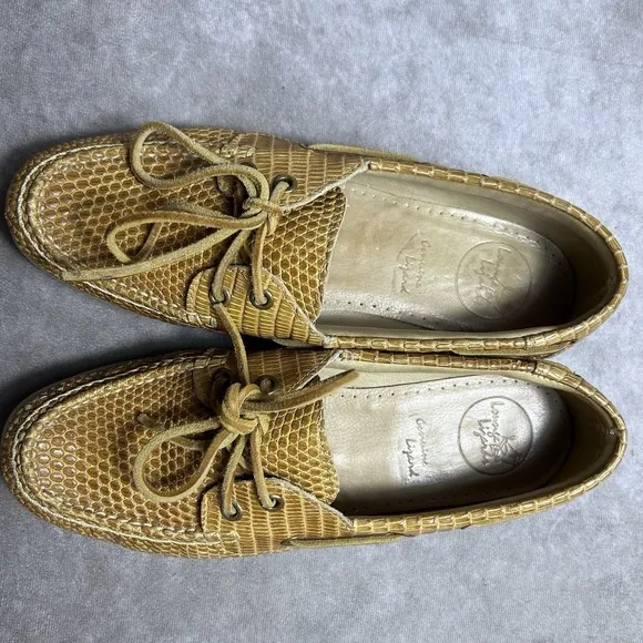 Lounge Lizards Boat Shoes Genuine Lizard Leather Made Brazil Men's Size 9.5B
