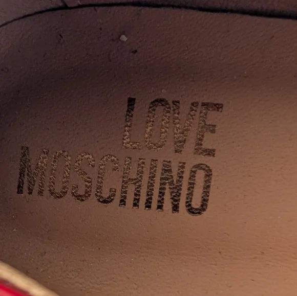 Love Moschino  Black &amp; Red Leather Pom Pom Ballet Flats (37/7)