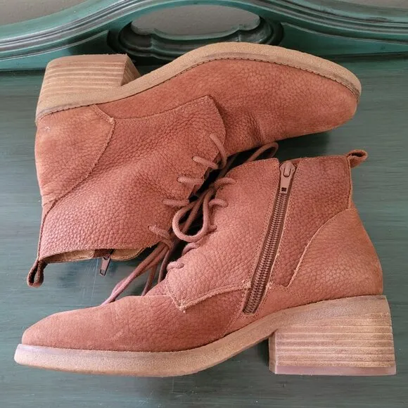 Lucky Brand 7 Brown Suede Pebbled Leather Booties Ankle Boots TAMELA