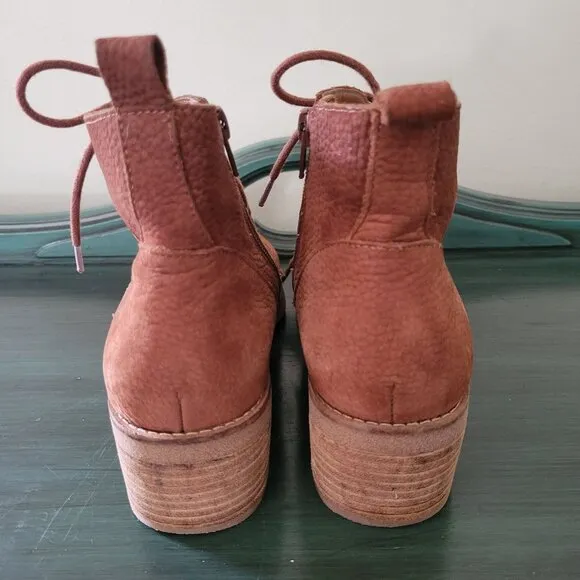 Lucky Brand 7 Brown Suede Pebbled Leather Booties Ankle Boots TAMELA