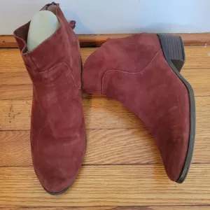 Lucky Brand 7.5 Red Brown Suede Leather Booties LAHELA Ankle Boots Western