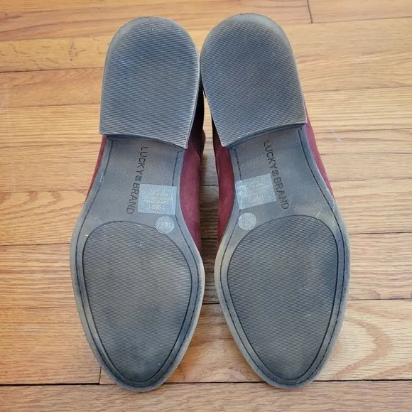 Lucky Brand 7.5 Red Brown Suede Leather Booties LAHELA Ankle Boots Western