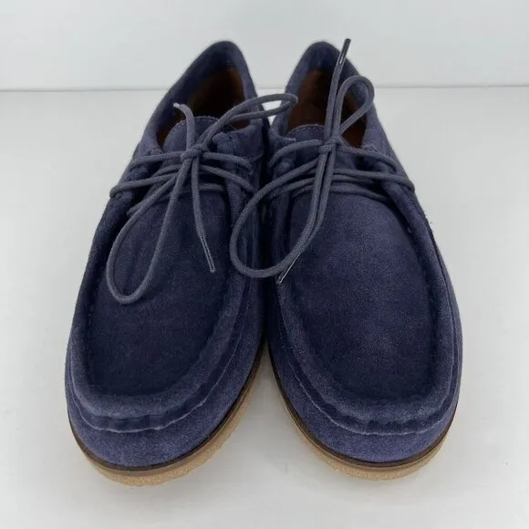 Lucky Brand Blue Suede Leather Chukka Boots Womens Size 5.5 Lace-Up Wedge Shoes