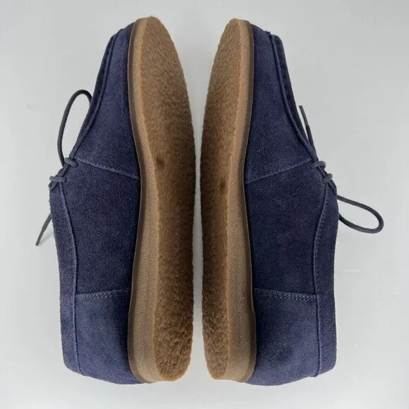 Lucky Brand Blue Suede Leather Chukka Boots Womens Size 5.5 Lace-Up Wedge Shoes
