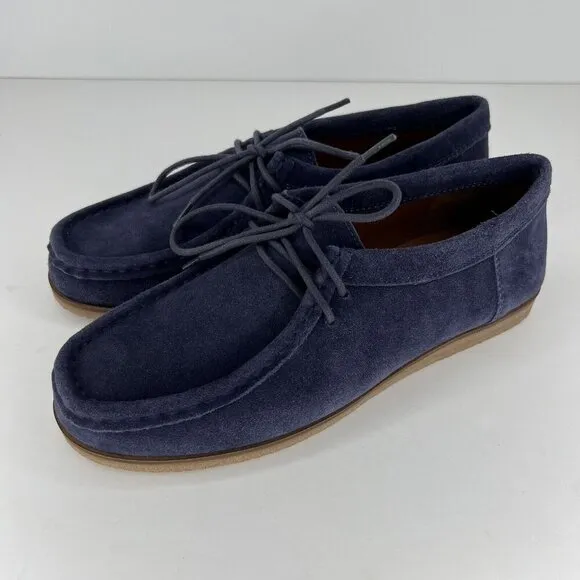 Lucky Brand Blue Suede Leather Chukka Boots Womens Size 5.5 Lace-Up Wedge Shoes