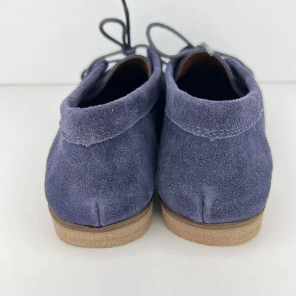 Lucky Brand Blue Suede Leather Chukka Boots Womens Size 5.5 Lace-Up Wedge Shoes