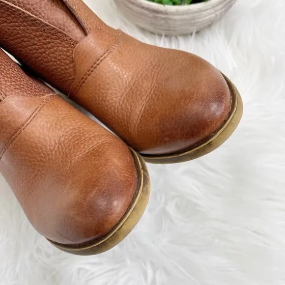 Lucky Brand Boho Brown Leather Distressed Ehllen Heeled Ankle Boots Size 9